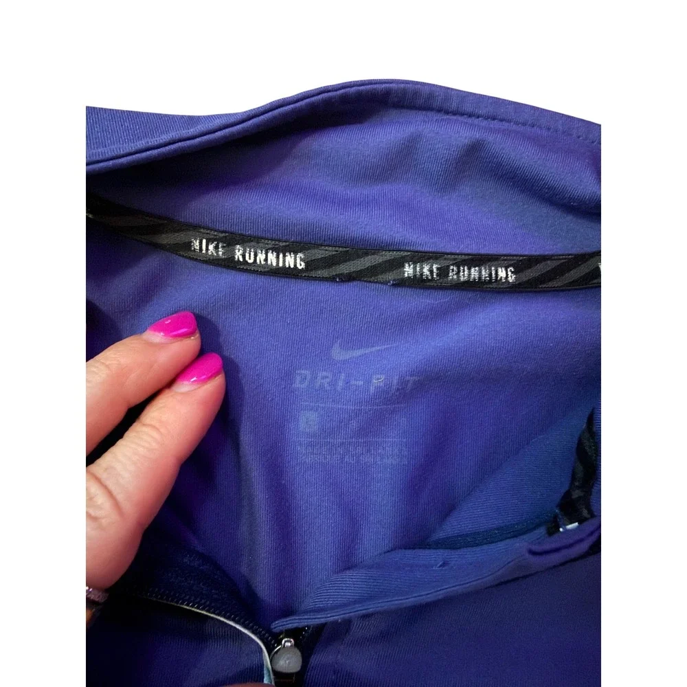 Nike Dri-FIT Running Womens Quarter Zip Pullover Royal Blue Long Sleeve Top L